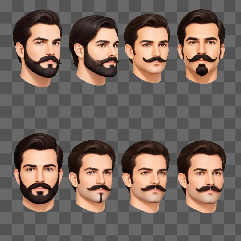 Various facial hair styles with men in a collage