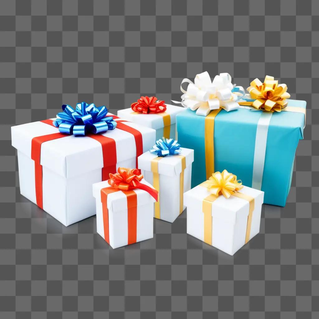 Various gift boxes with colorful bows