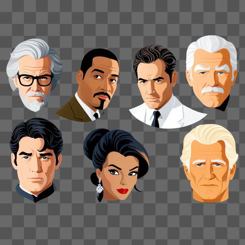 Various movie characters on a brown background