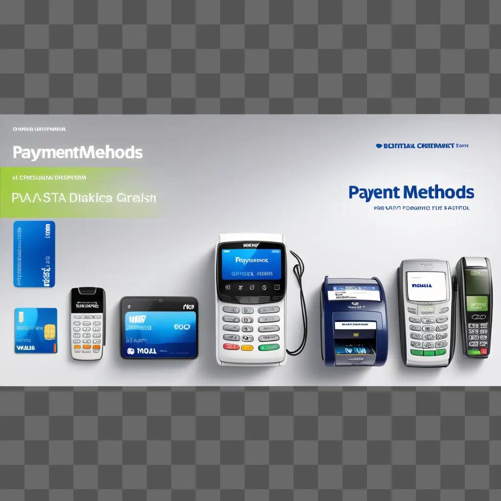 Various payment methods displayed on a table