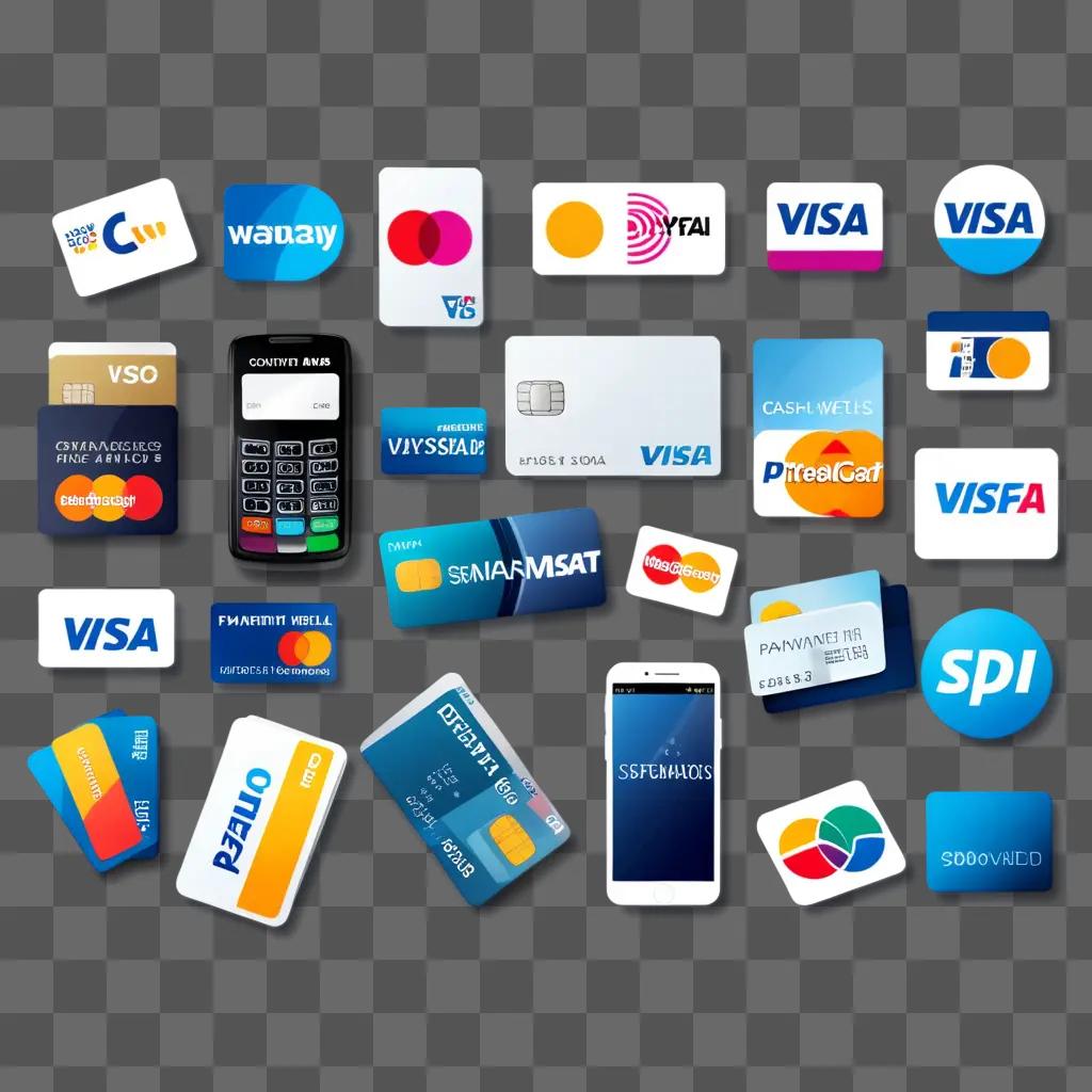 Various payment methods on a white background