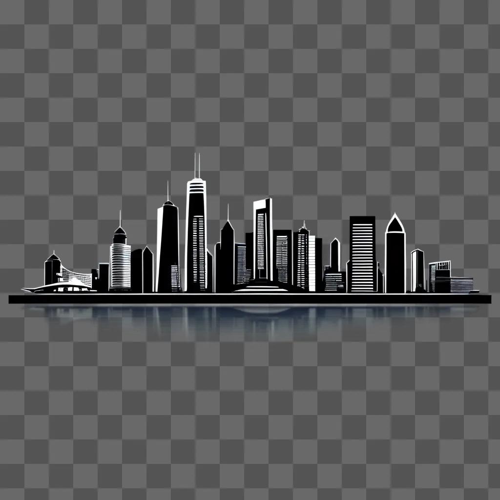 Vector cityscape with bridge and skyline