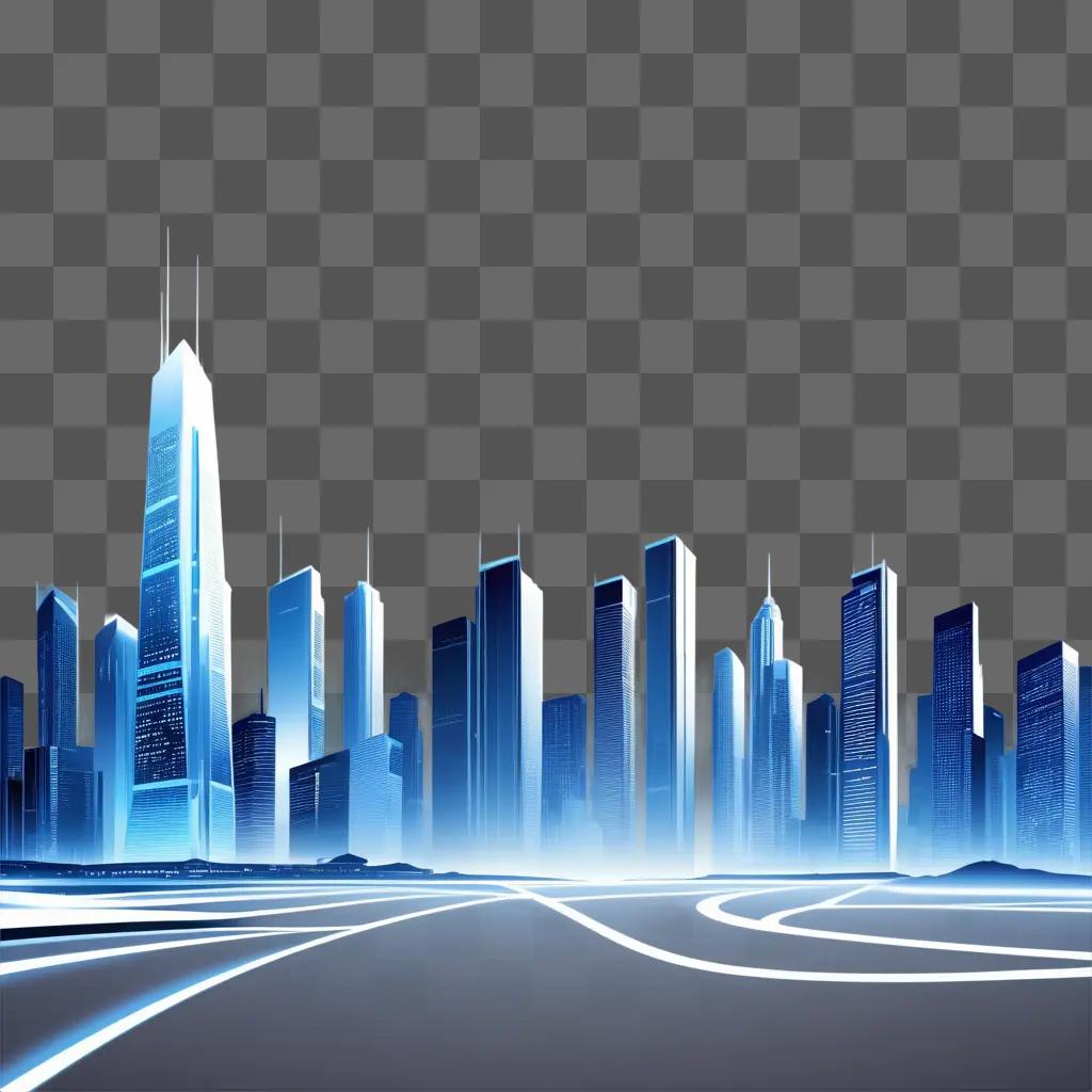 Vector cityscape with buildings and road