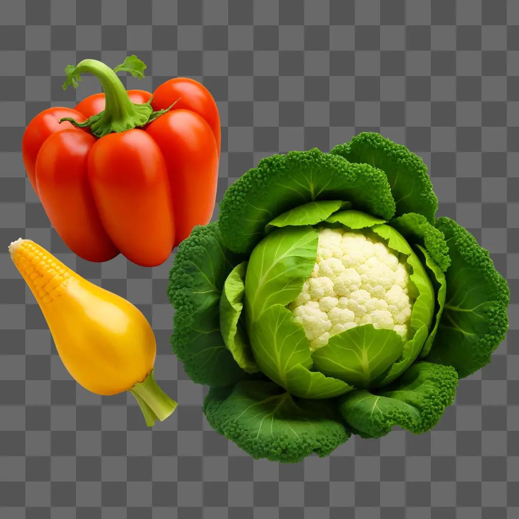 Veggie trio with vibrant colors in a PNG image