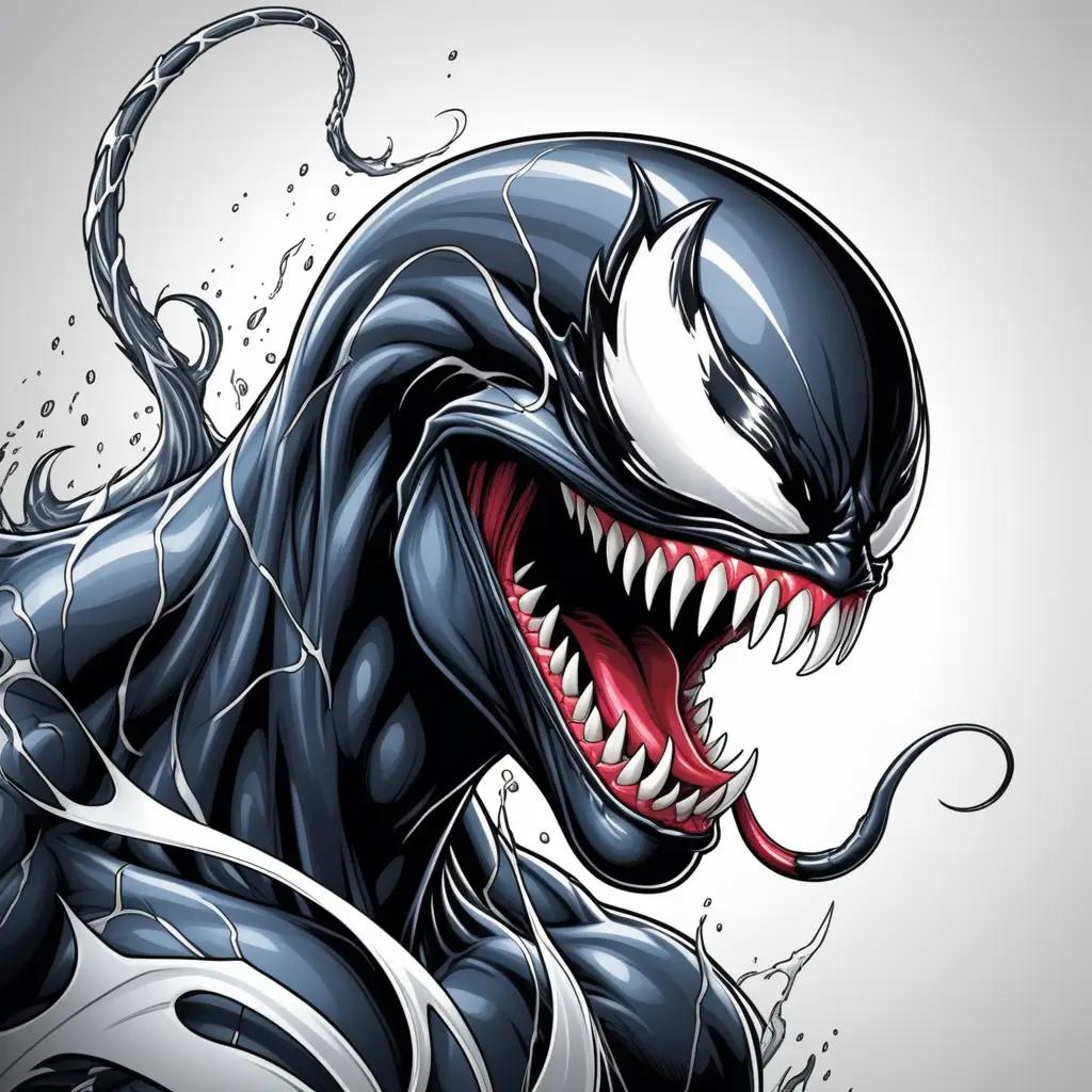 Venom Coloring Pages: A black and white illustration of the iconic Marvel villain, ready to unleash his fury