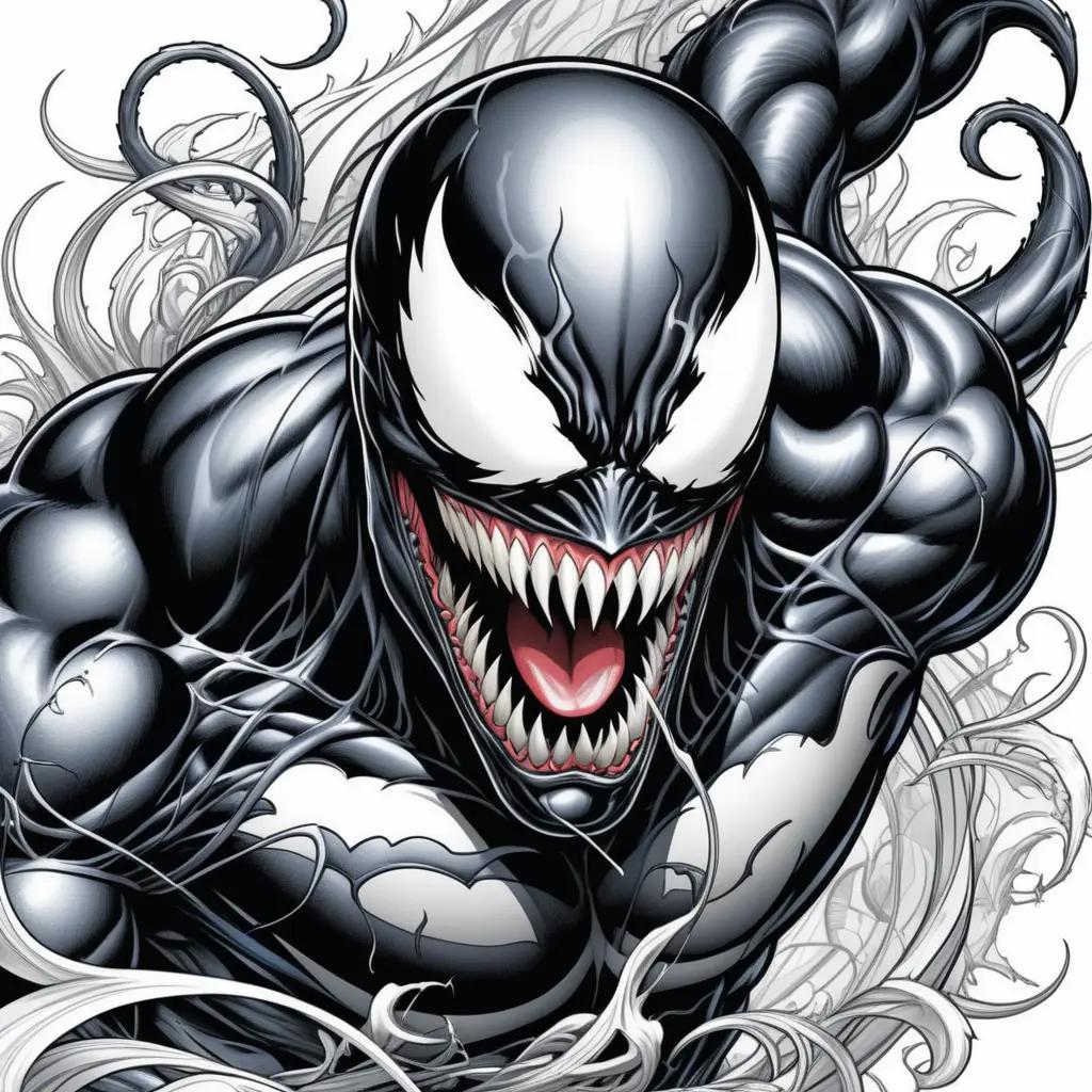 Venom coloring page with a mouth open