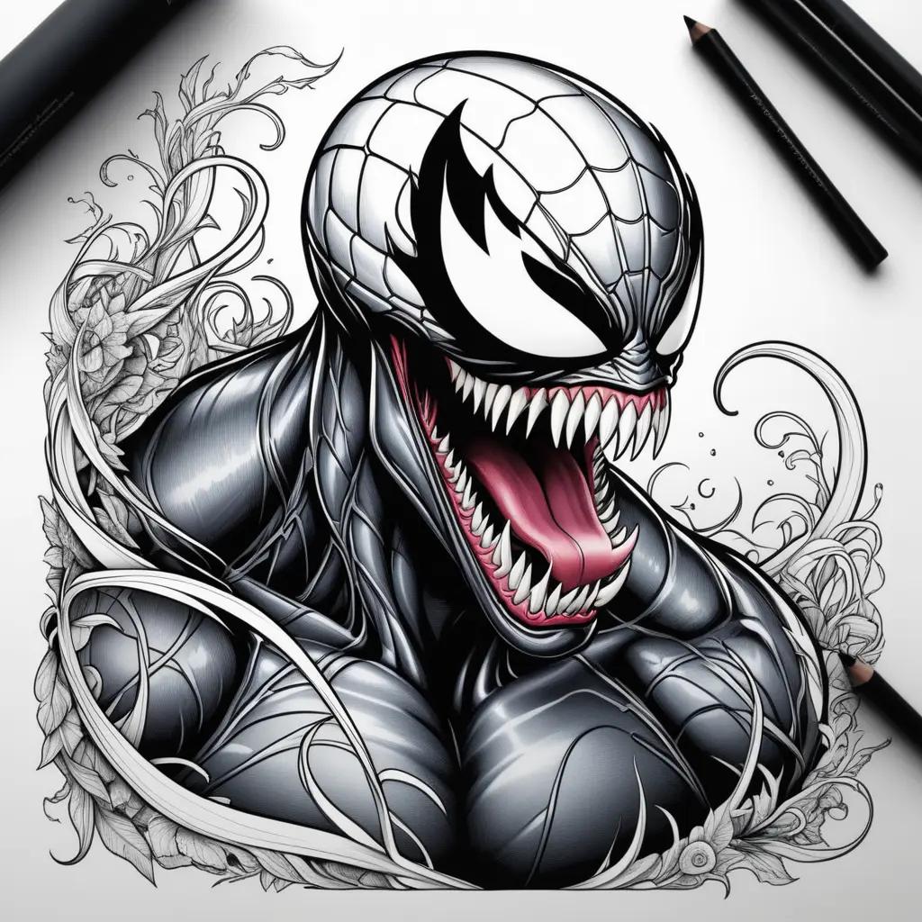 Venom coloring page with black and white coloring