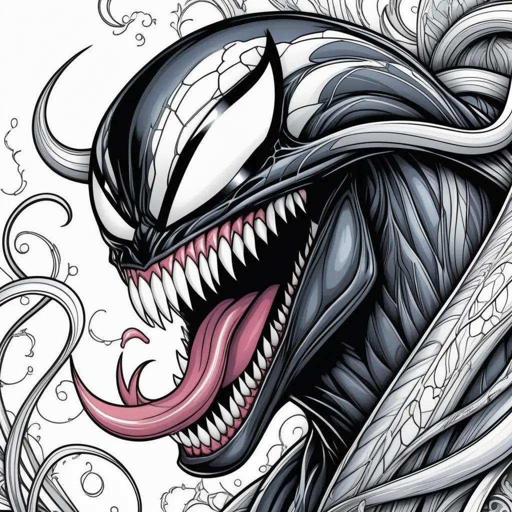 Venom coloring page with black and white colors