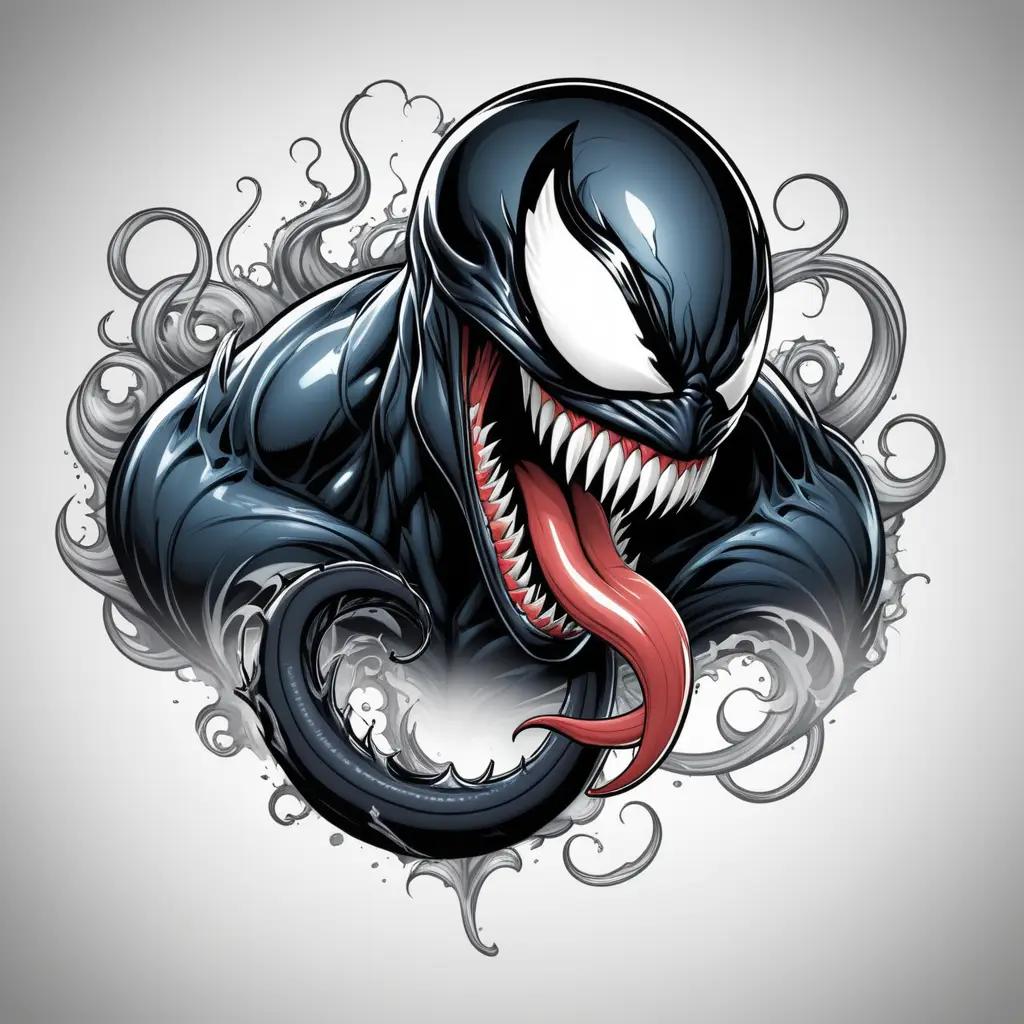 Venom coloring page with swirls and spikes