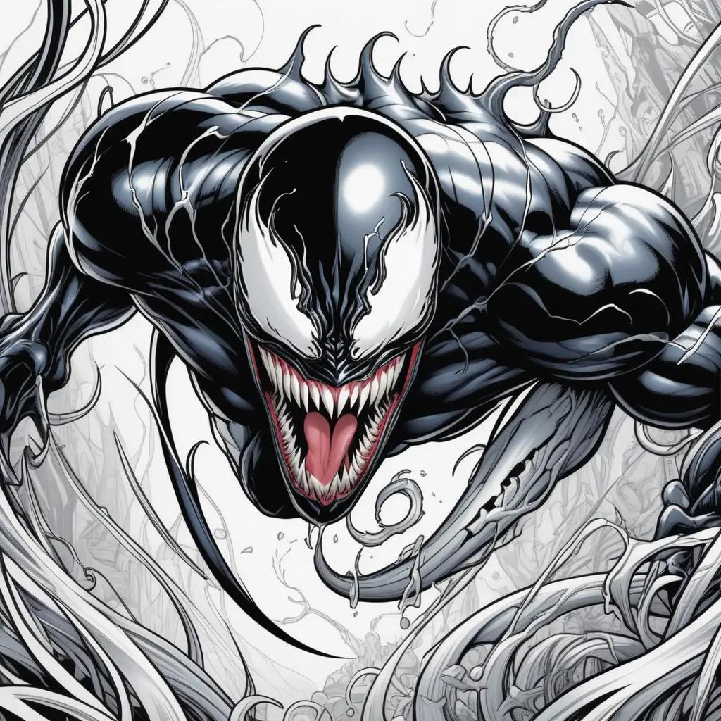 Venom coloring pages, black and white