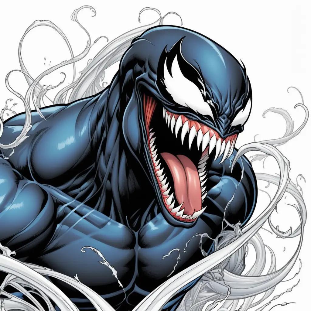 Venom coloring pages with a blue face