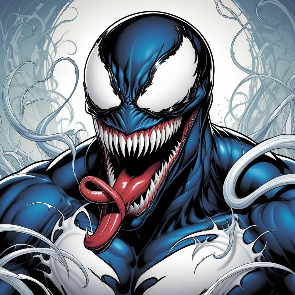 Venom coloring pages with red tongue and blue mouth