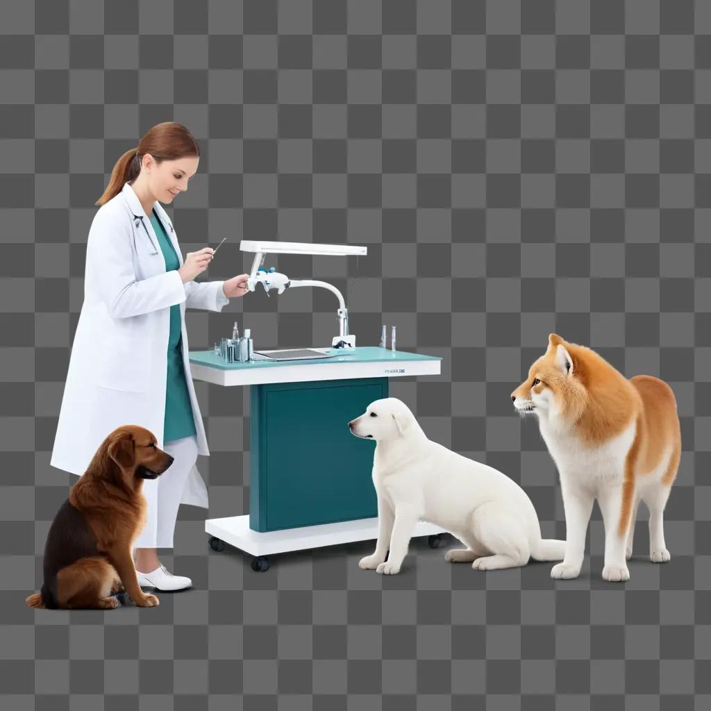 犬を連れた獣医師、デジタル機器