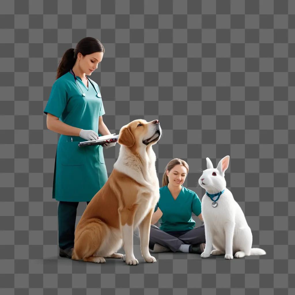 Veterinarians and animals in a professional setting