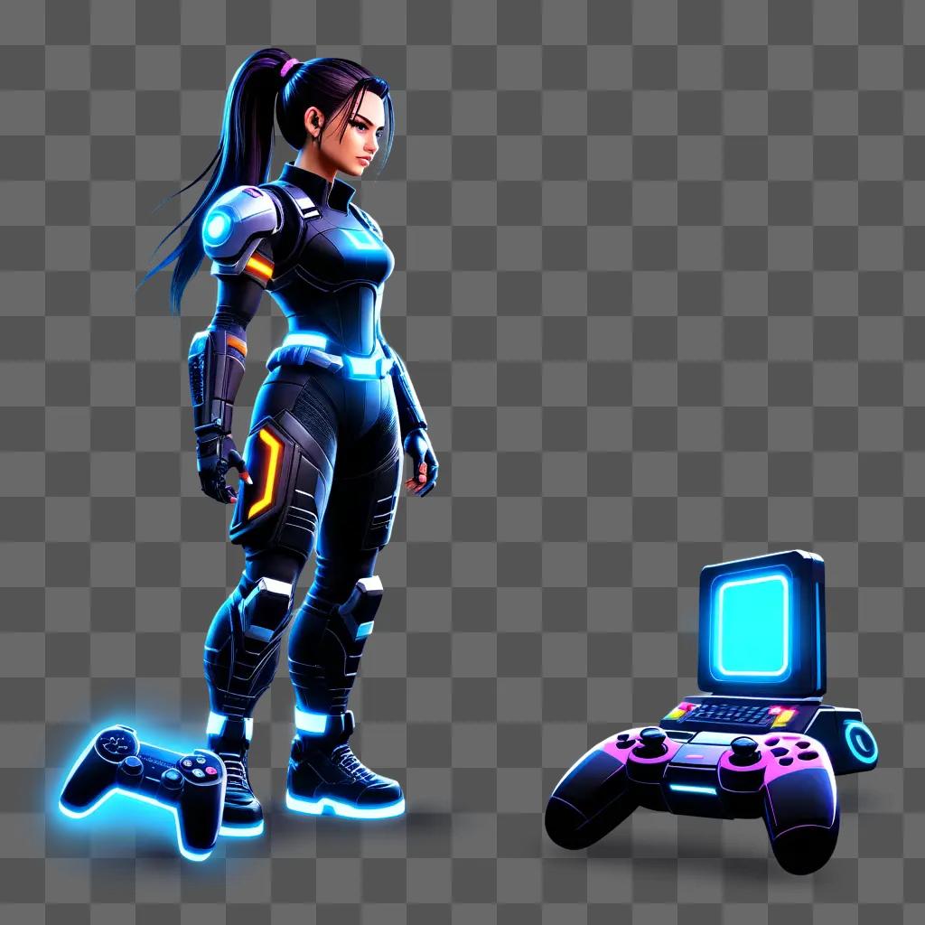 Video game girl in a futuristic suit