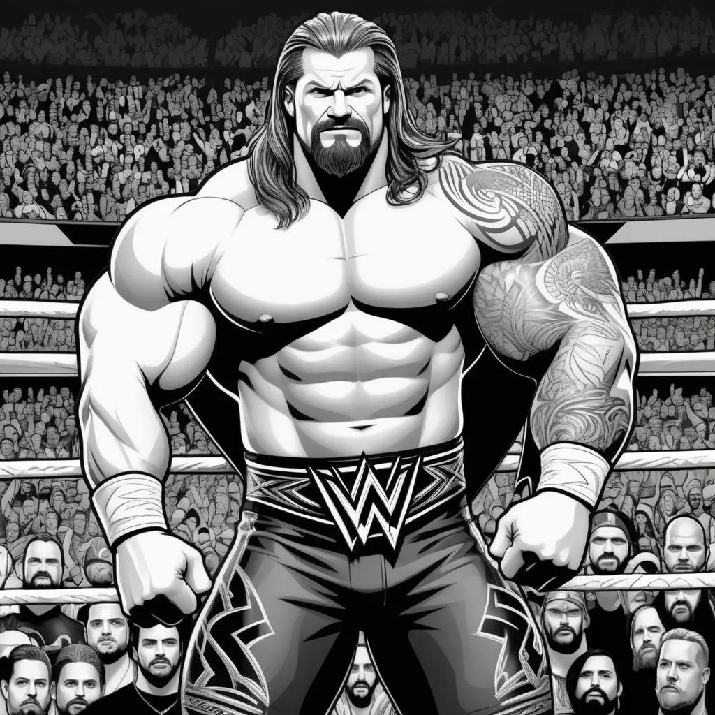 WWEのレスラーは、黒と白の群衆の中に立つ