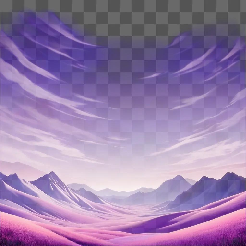 Warm purple mountains and sky with clouds