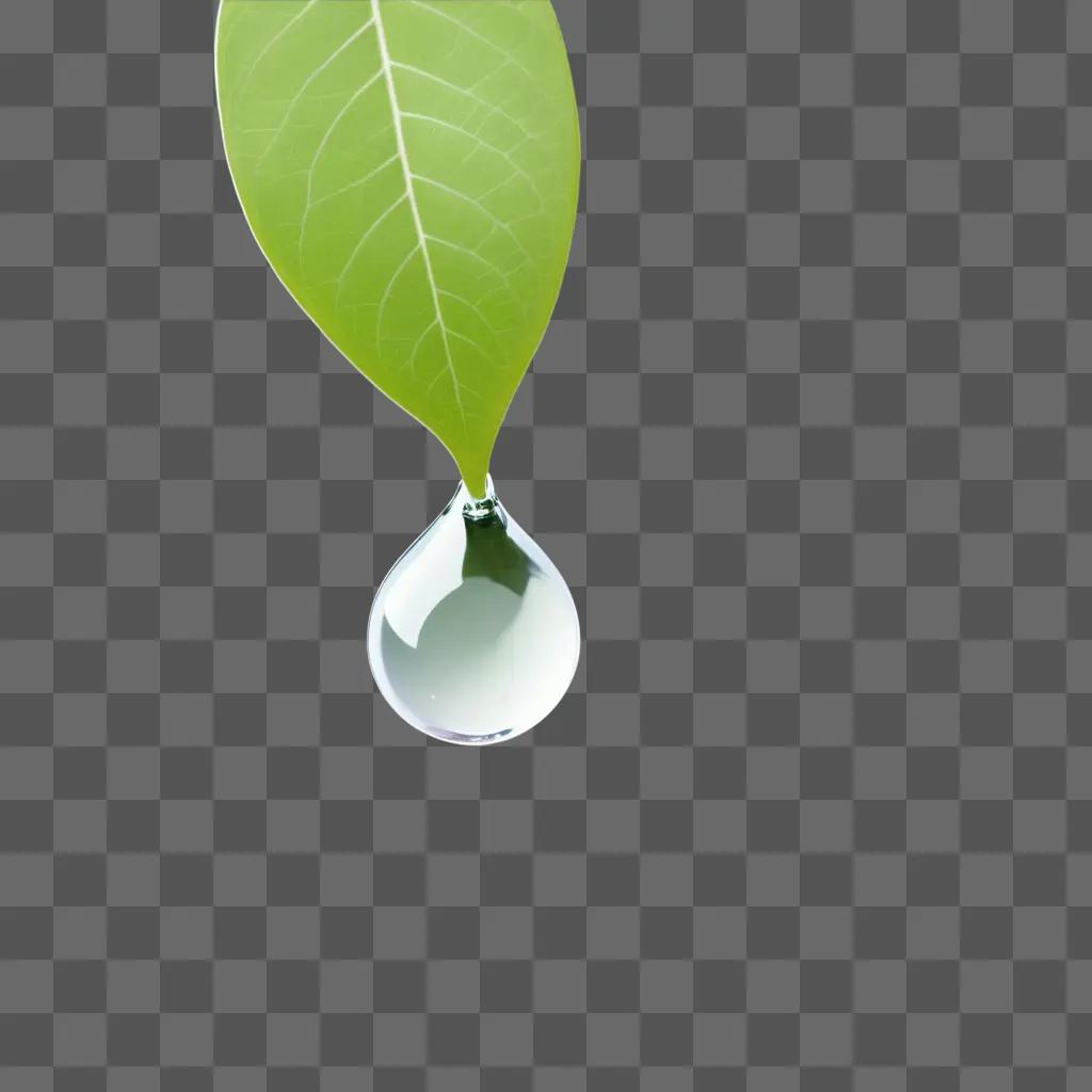 Water drip from a leaf on a green background