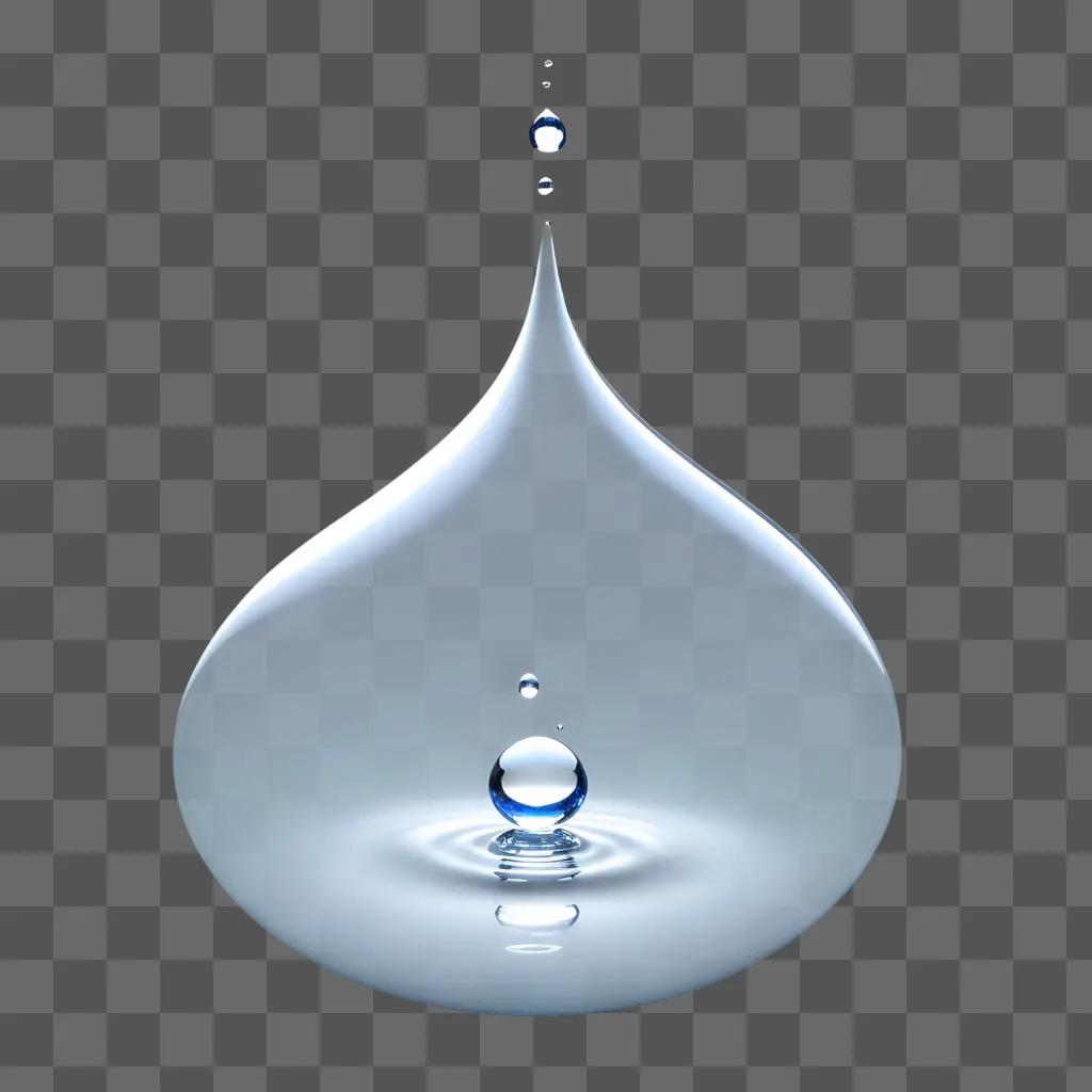 Water droplet floats on a blue background