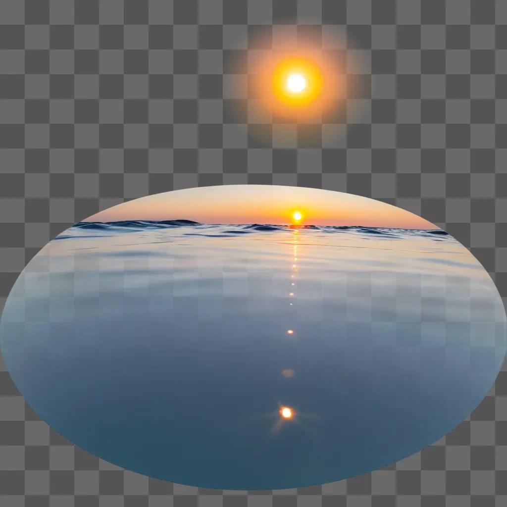 Water in a transparent sphere at sunrise