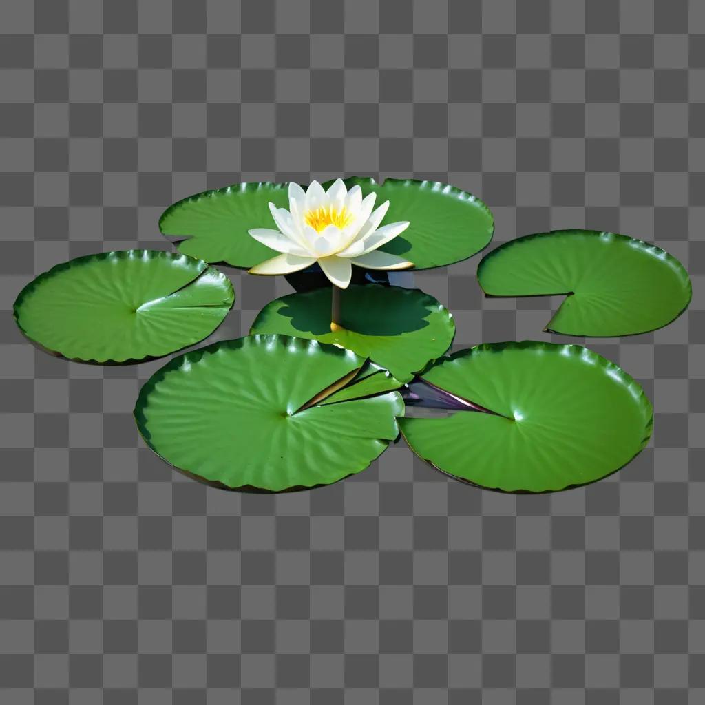 Water lily floating in the water, surrounded by green leaves