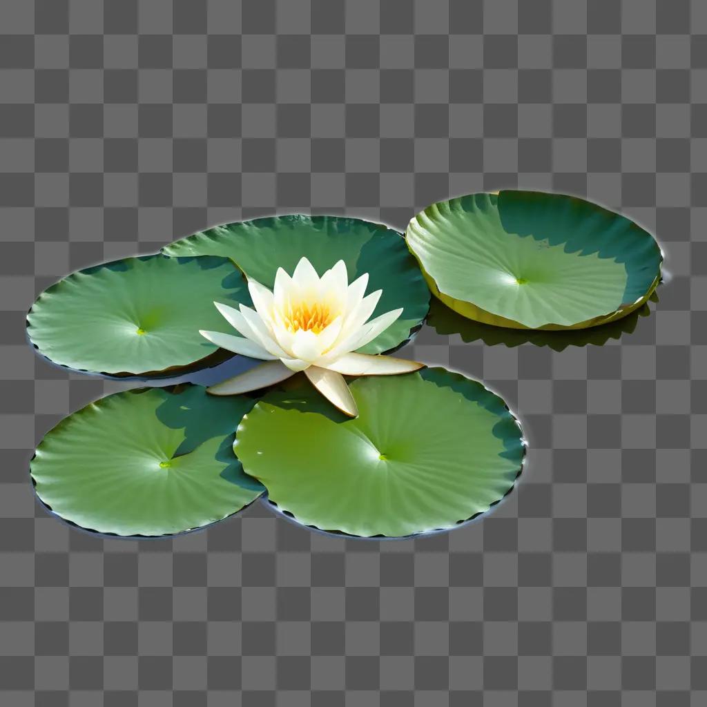 Water lily floating on water in the sun