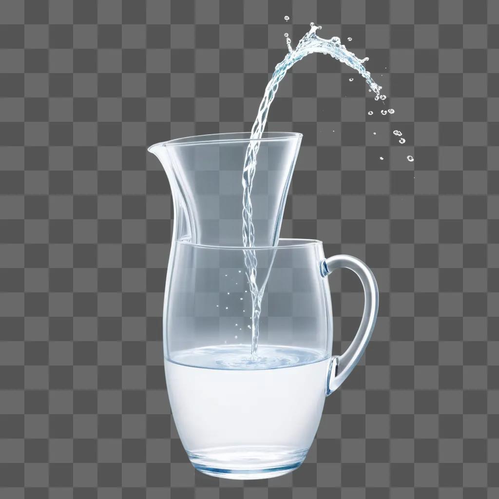 Water pouring from pitcher into glass