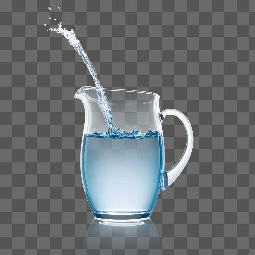 Water pouring into a glass pitcher