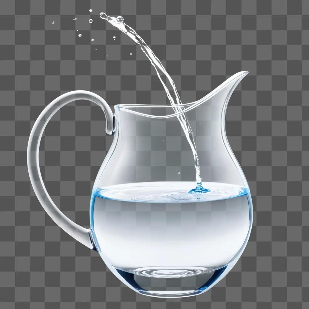 Water pouring into pitcher from a bottle