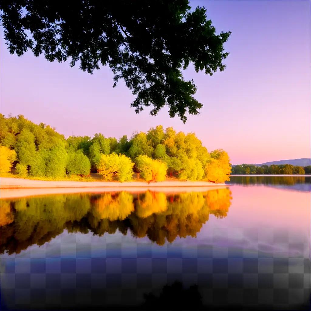 Water reflection of a sunset on the lake