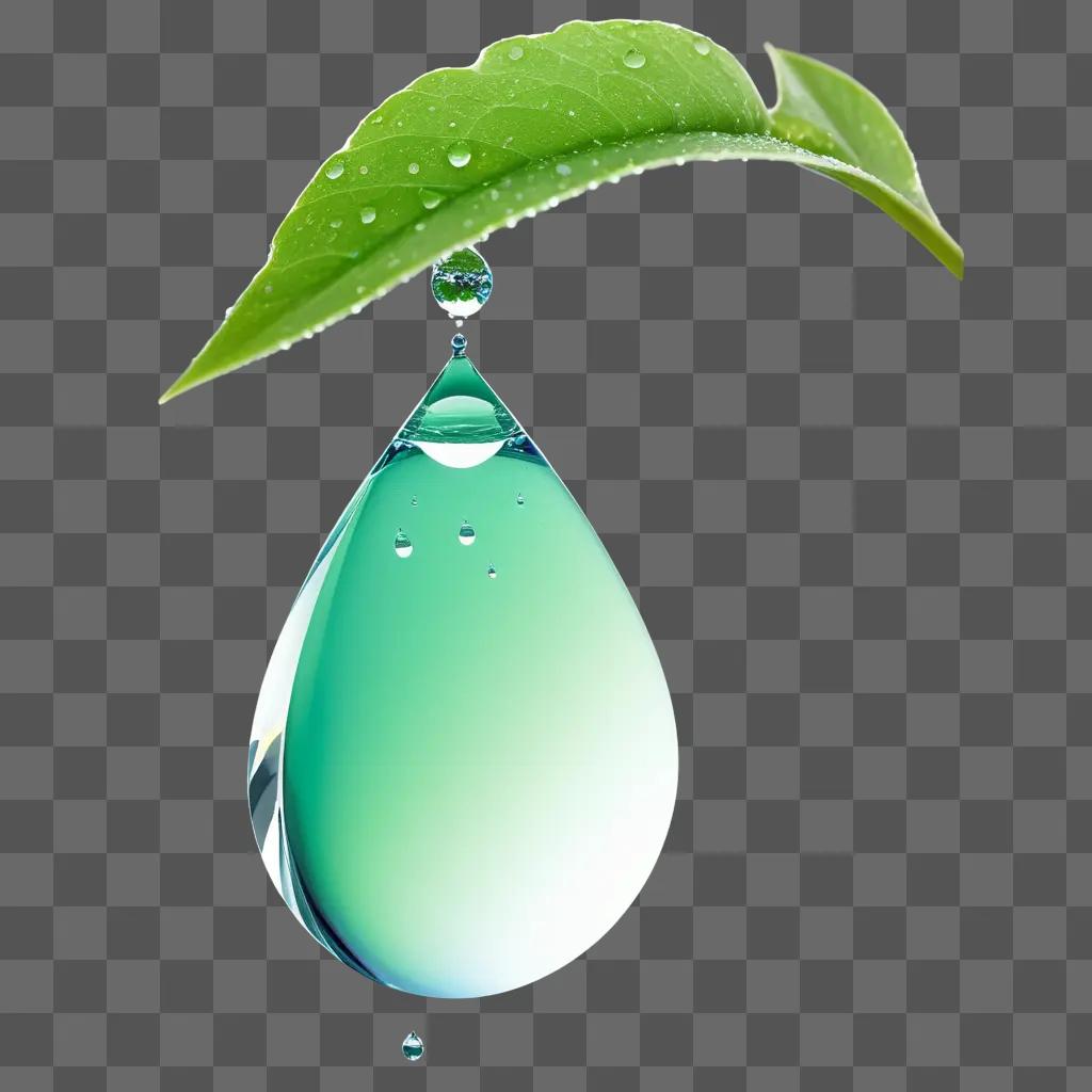 Waterdrop and a leaf in the air