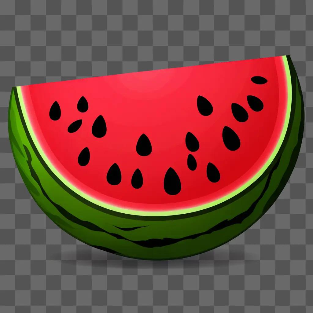 Watermelon slice with black seeds