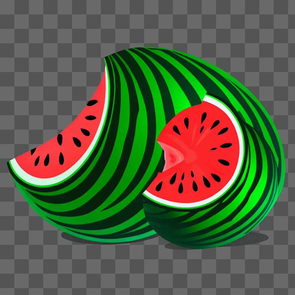 Watermelon slices with green and black stripes