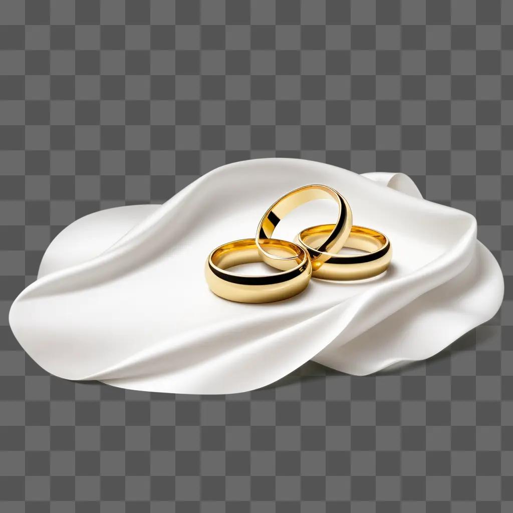 Wedding Rings on a white fabric background