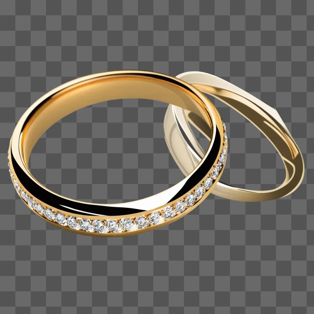 Wedding rings sit on a light-colored surface