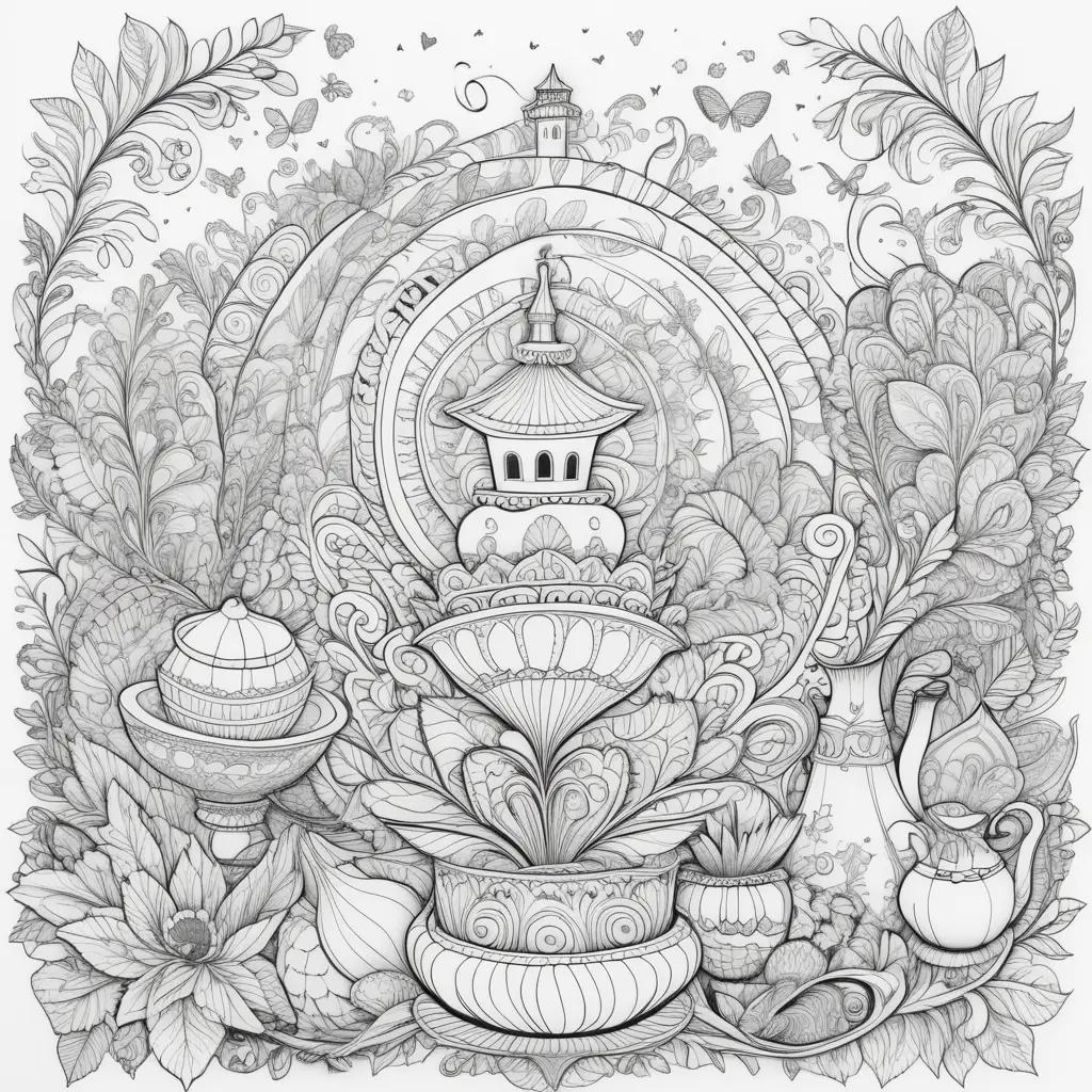 Wednesday coloring page features a flower pot and a building