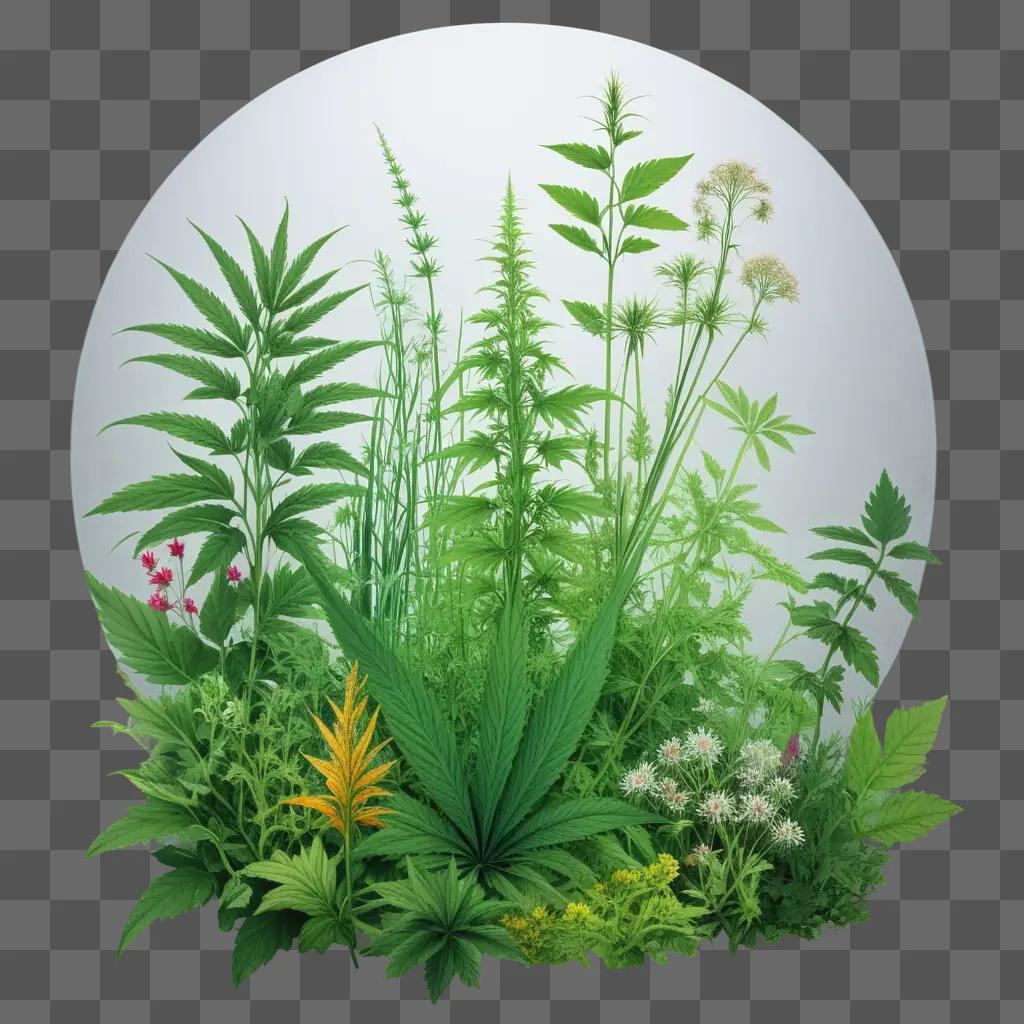 Weed plants in a circle with a transparent background