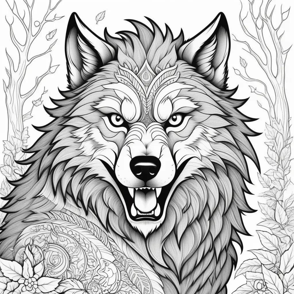 Werewolf Coloring Pages - Black and White Wolf