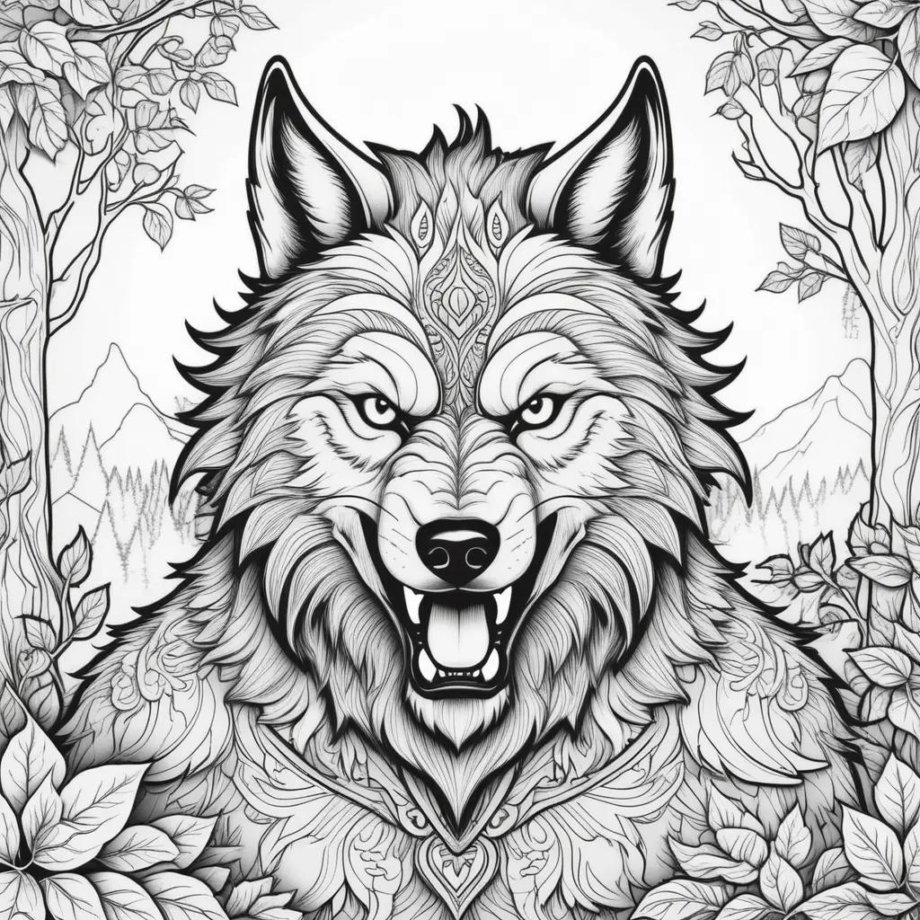 Werewolf Coloring Pages: Black and White Wolf