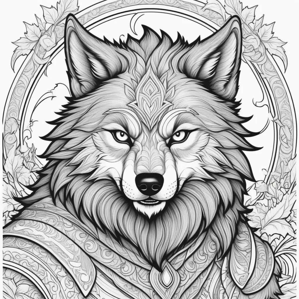 Werewolf coloring pages with black and white design