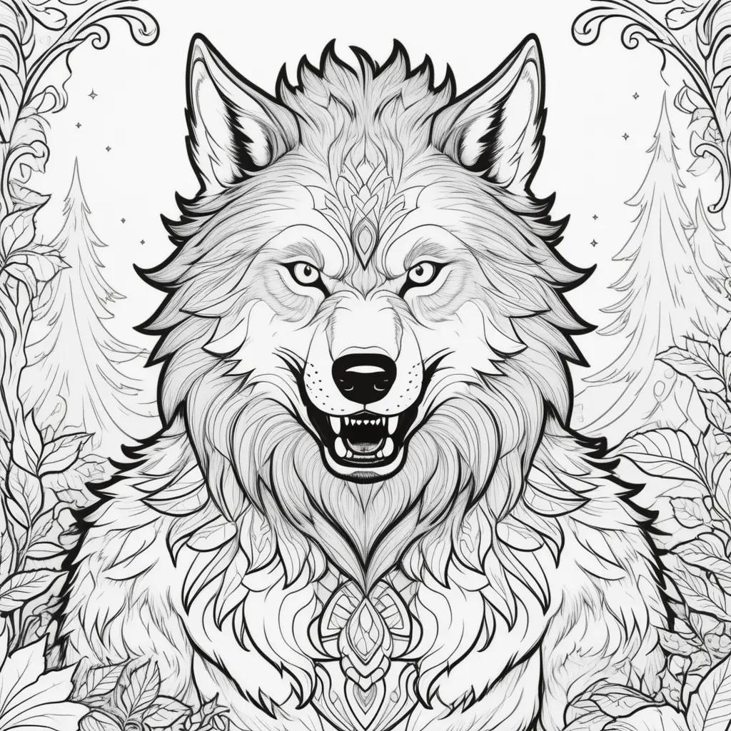 Werewolf coloring pages with black and white design