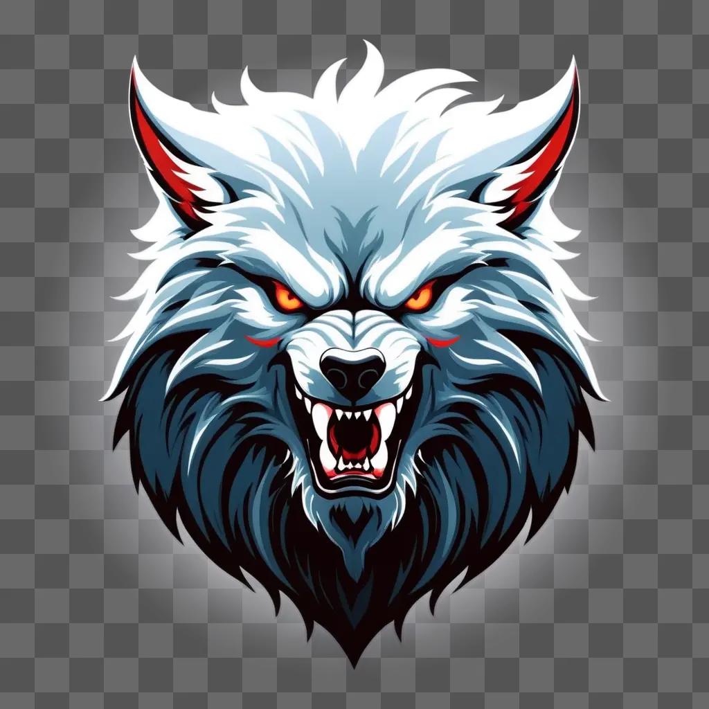 Werewolf logo with glowing eyes and sharp teeth