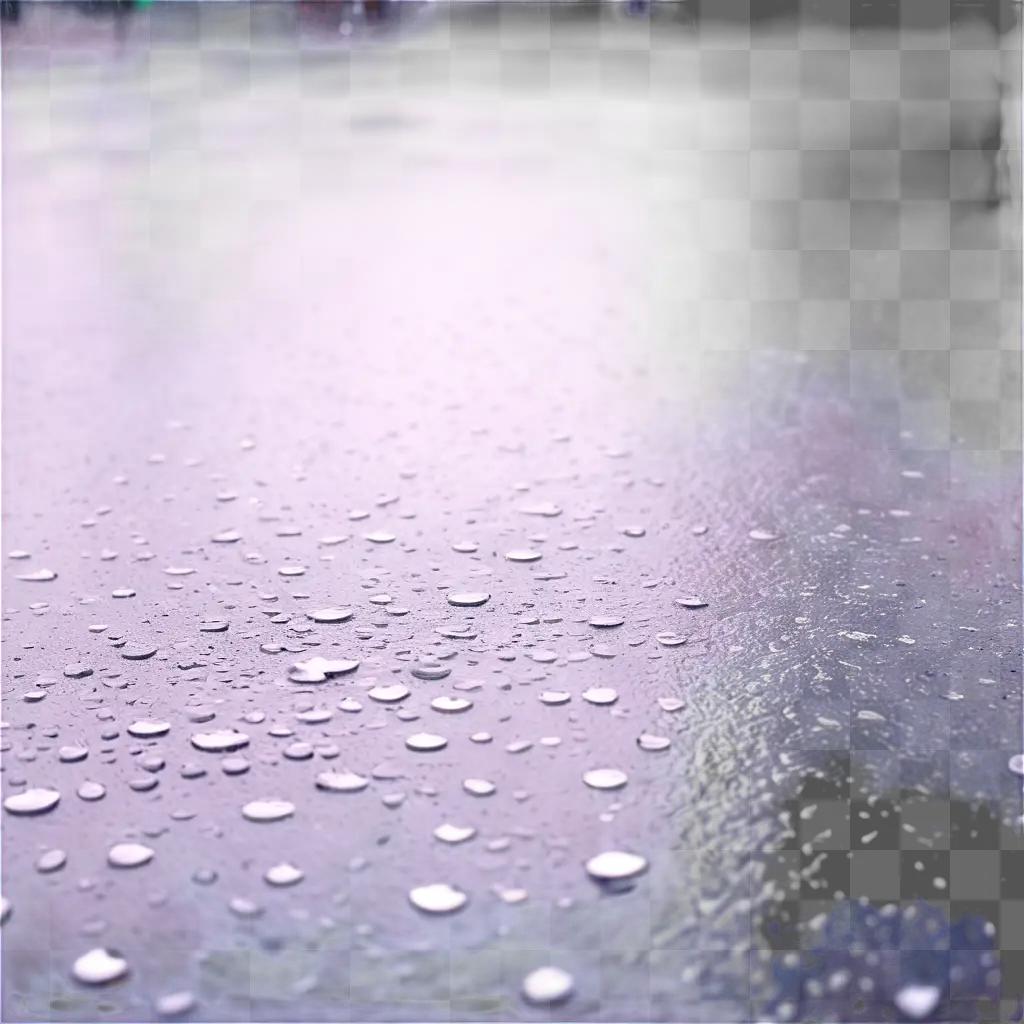 Wet street with water droplets on pavement