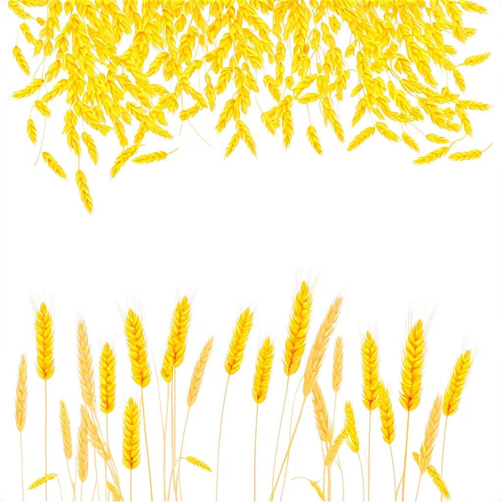 空中の小麦畑と小麦の茎