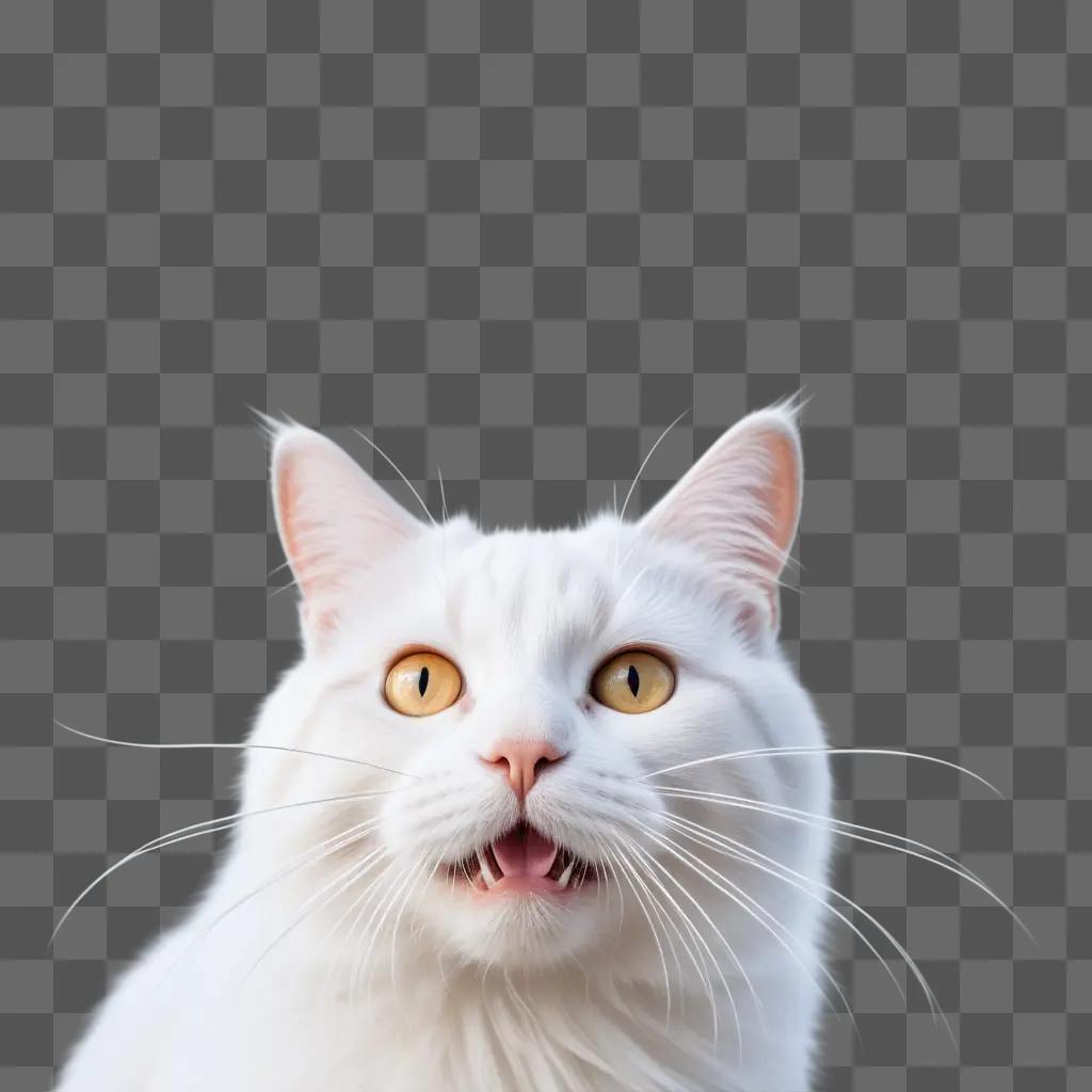 Whiskers on a white cat in front of a white background