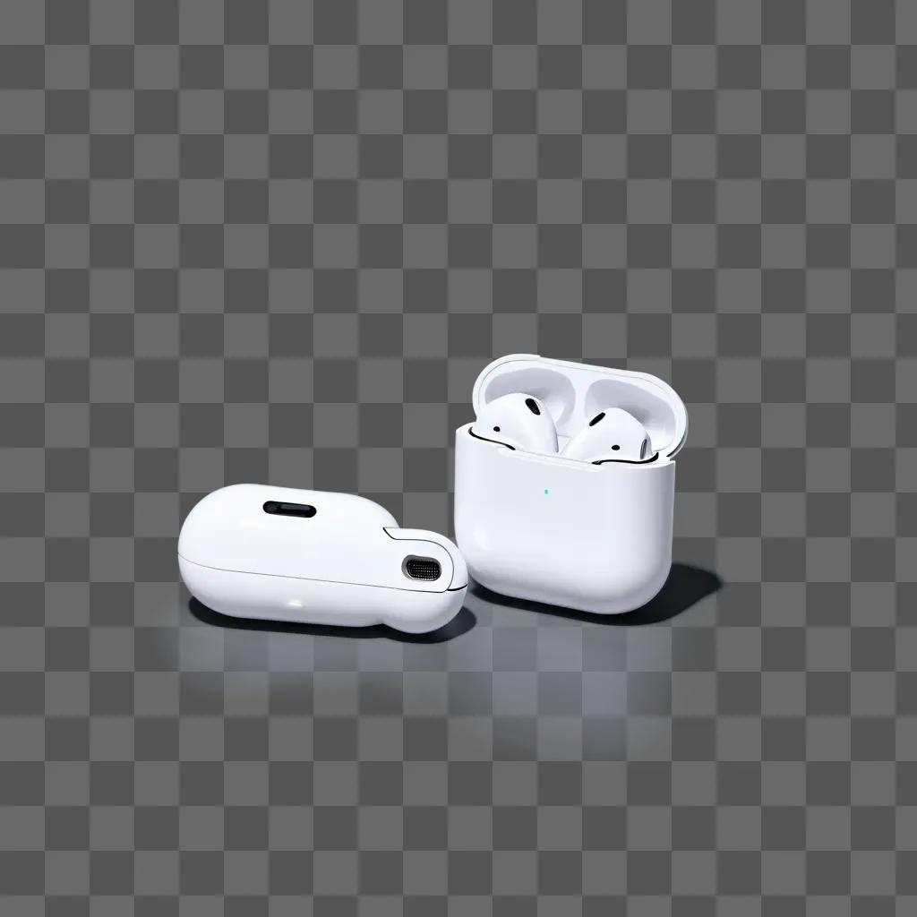 White AirPods with charging case and mouse