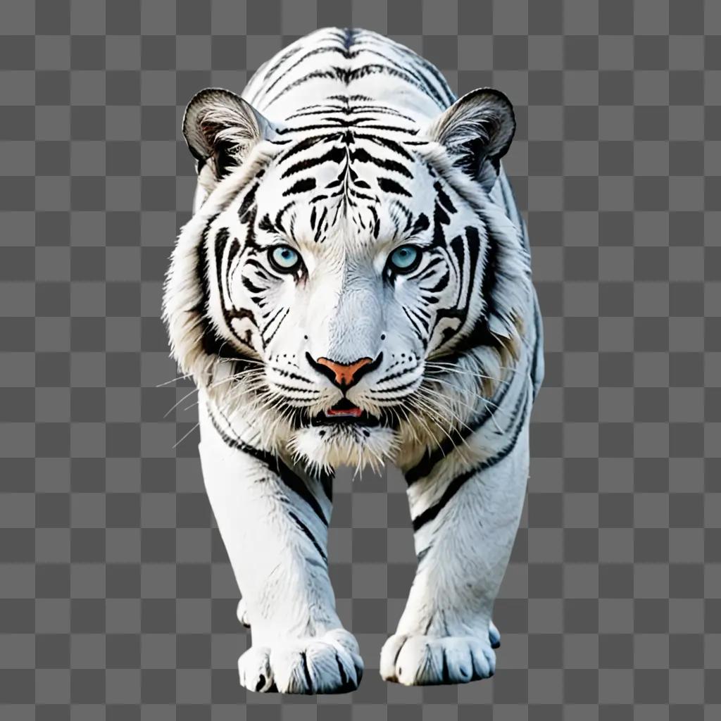 White Bengal Tiger Stares at the Camera