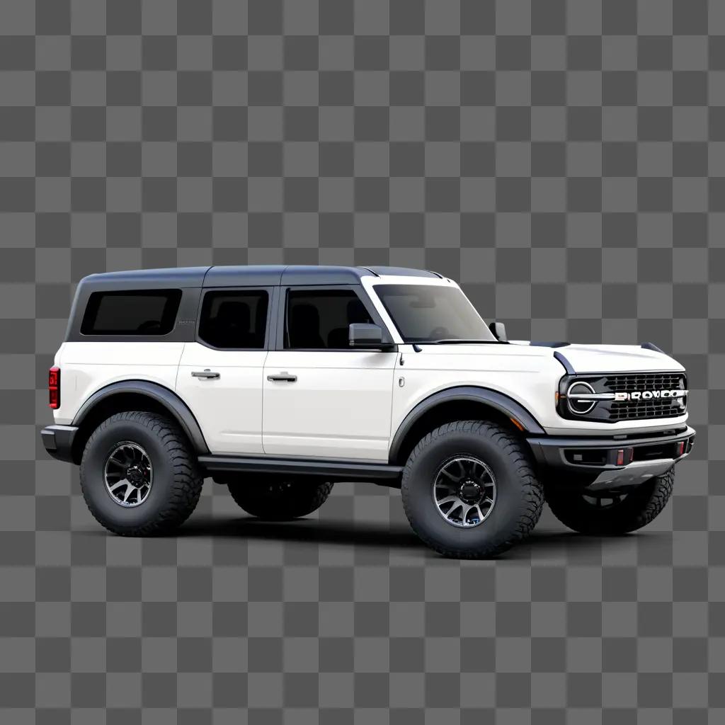 White Ford Bronco 2023 SUV on a gray background