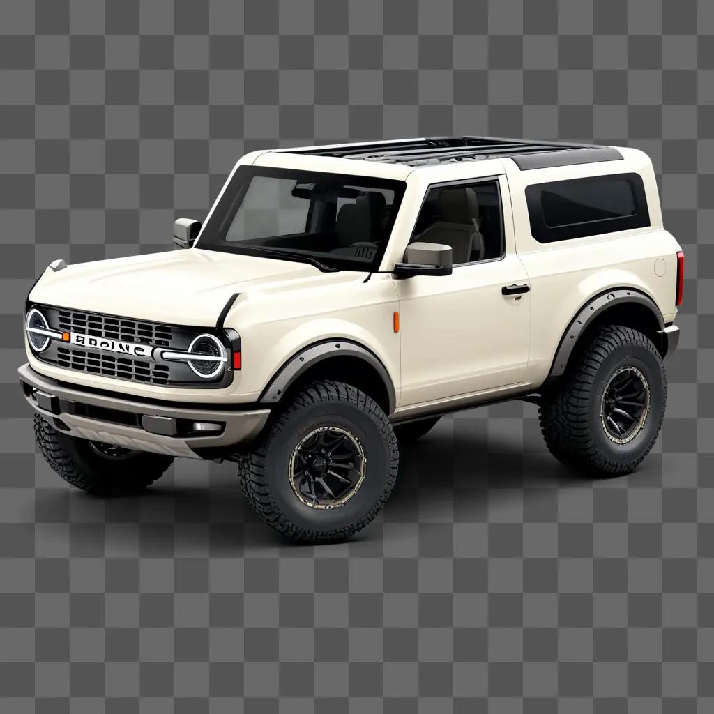 White Ford Bronco 2023 SUV on gray background