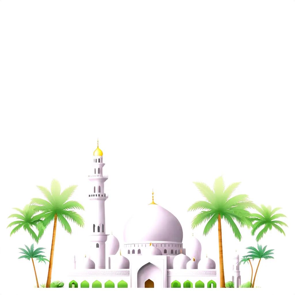 White Islamic building with palm trees